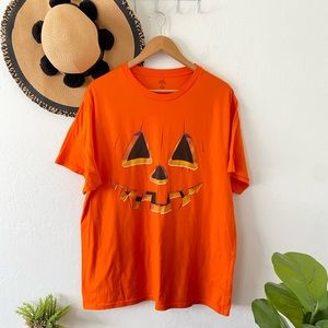 🎃Halloween Pumpkin Jack O Lantern Orange Short Sleeve Graphic Tee 2X 🎃